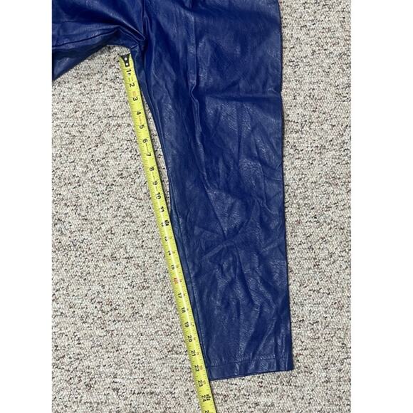 NWOT Venti6 Pants Womens Blue Faux Leather Tie Waist Paperbag Vegan Ankle Sz L - Picture 5 of 8